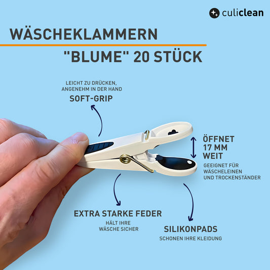 Wäscheklammer Blume (20 Stück, schwarz-weiß/weiß-schwarz)