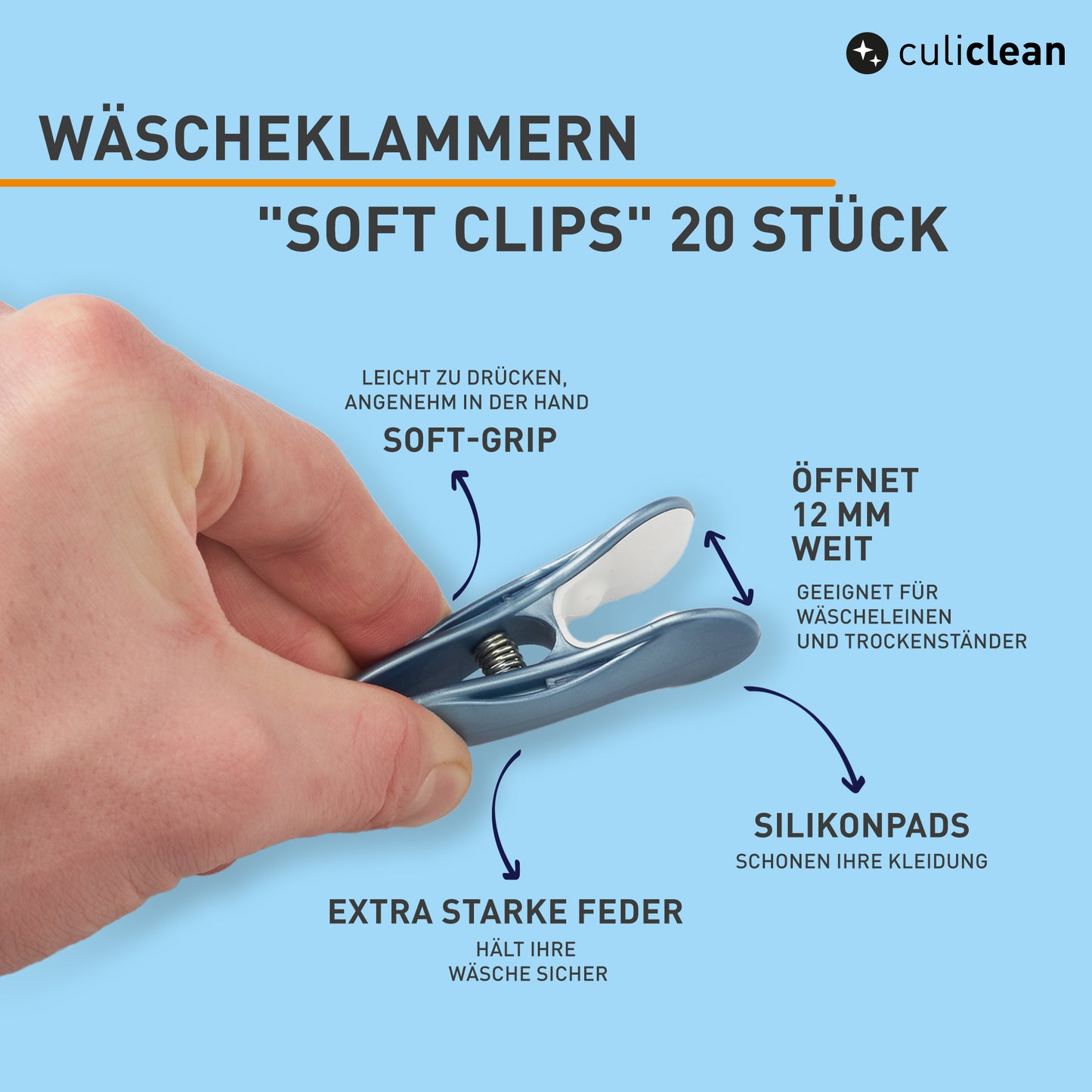 Soft Clips (20 Stück, grau-weiß-grün)