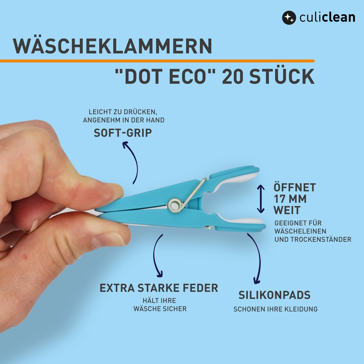 Wäscheklammern Punkt (20 Stück, grün-weiß/weiß-grün eco)
