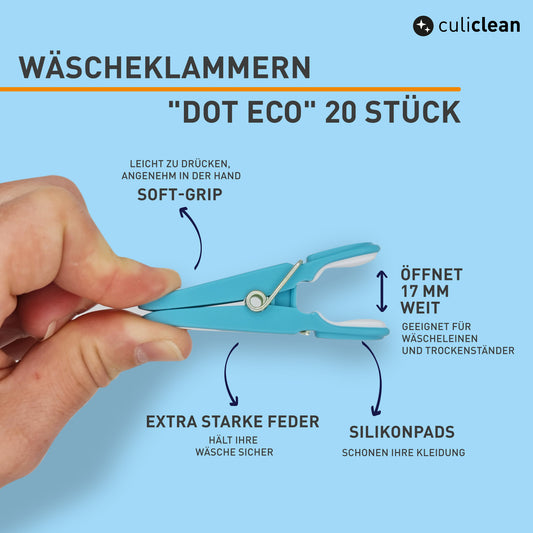 Wäscheklammern Punkt (20 Stück, grün-weiß/weiß-grün eco)