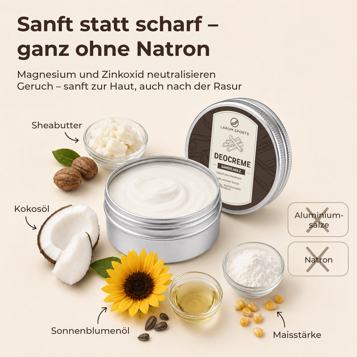 larum sports Deo Creme 48h Sandelholz