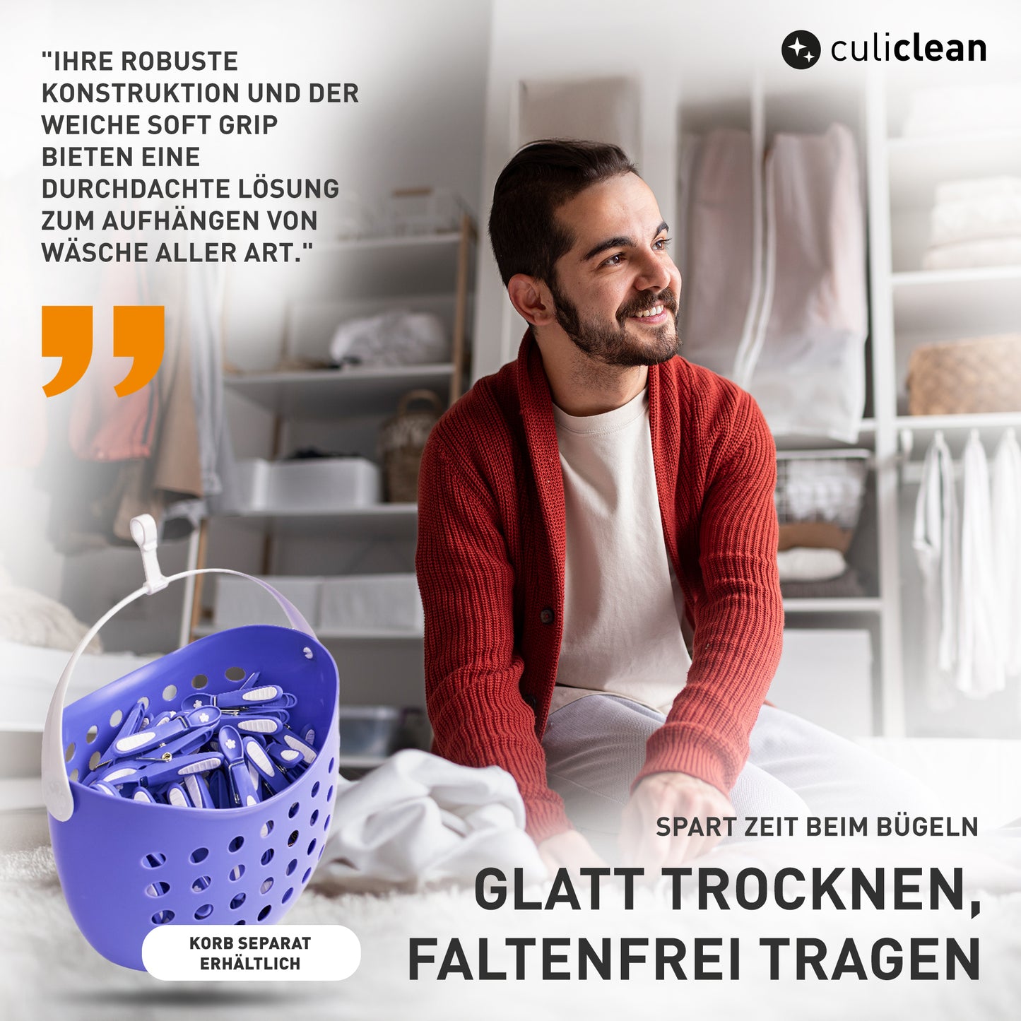 Wäscheklammer Blume (20 Stück, ultimate gray-weiß)