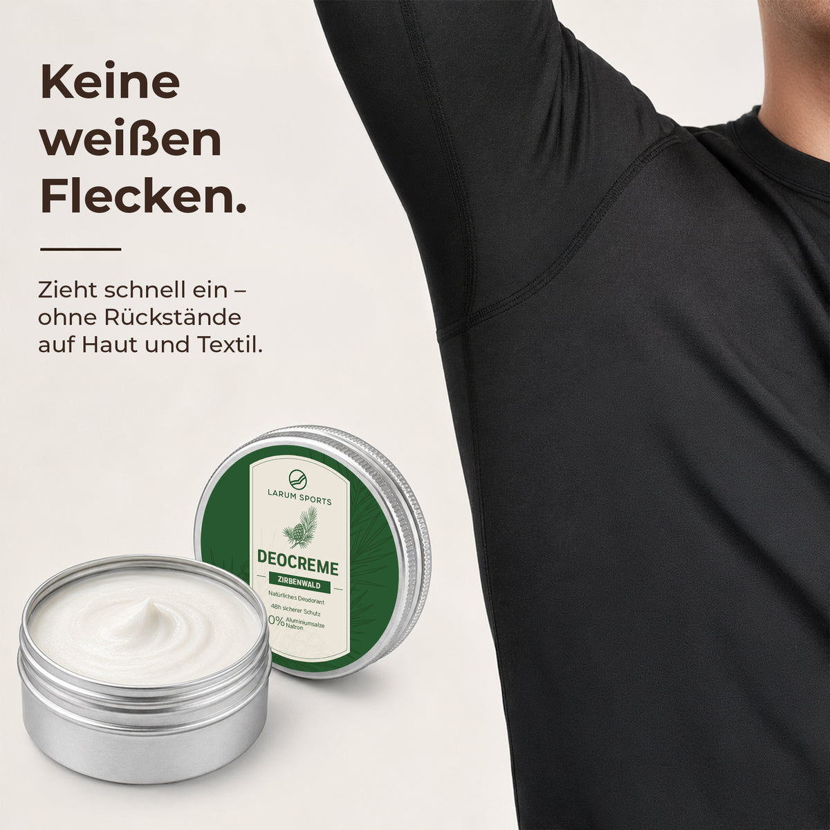 larum sports Deo Creme 48h Zirbe