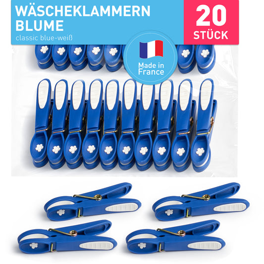 Wäscheklammer Blume (20 Stück, classic blue-weiß)