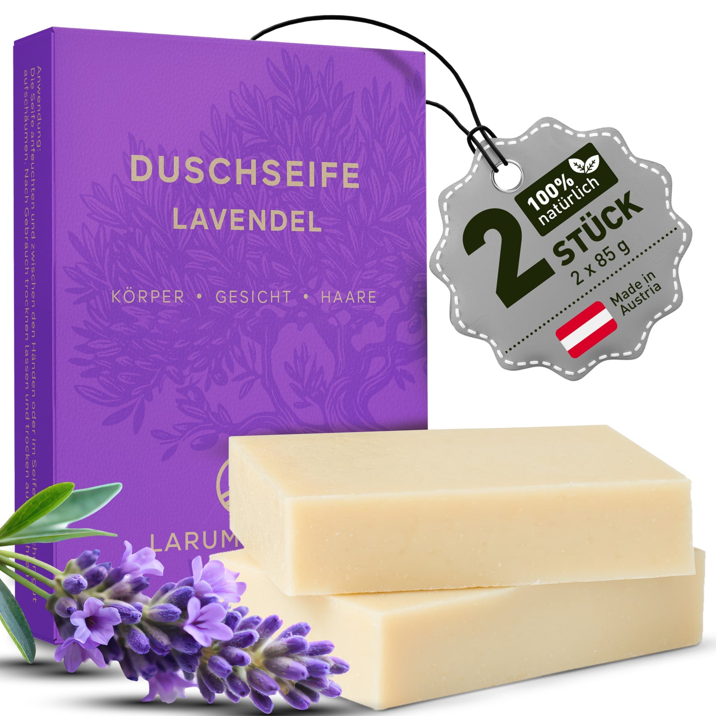larum sports Duschseife Lavendel, 2 Stück