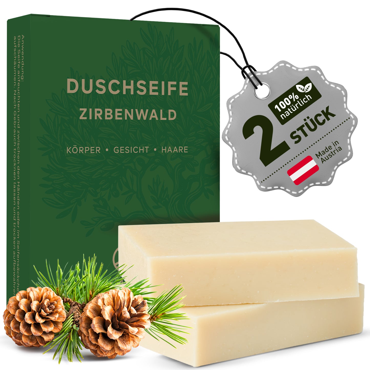 larum sports Duschseife Zirbenwald, 2 Stück