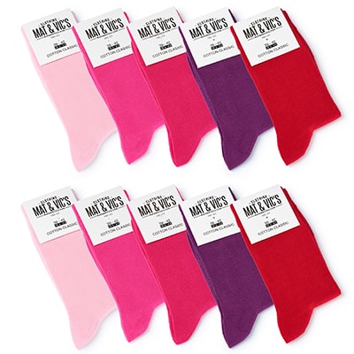 5 or 10 Pair Pack by Mat & Vic's Cotton Classic Comfortable Breathable Mens Socks