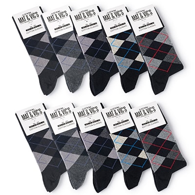 5 or 10 Pair Pack by Mat & Vic's Cotton Classic Comfortable Breathable Mens Socks 